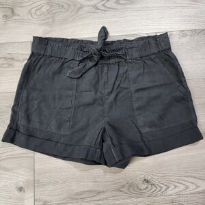 Aerie Womens S Pull On Paperbag Waist Shorts Pockets‎ Cuffed Gray 100% Lyocell